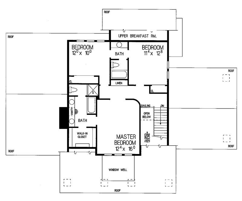 Floor Plan Second Story of Craftsman Plan #137-1330