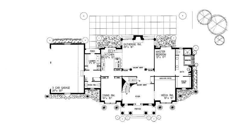 Floor Plan First Story of Colonial Plan #137-1331