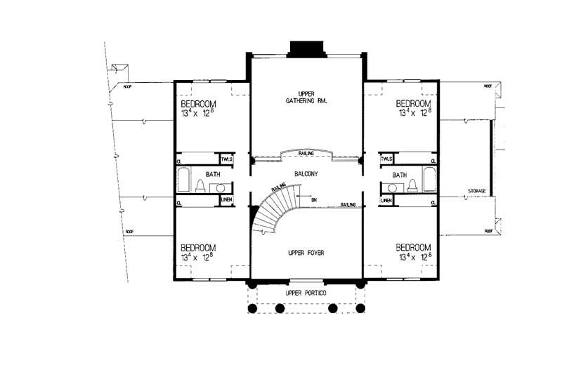 Floor Plan Second Story of Colonial Plan #137-1331