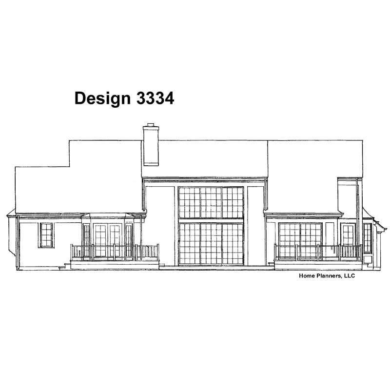 Home Plan Rear Elevation of this 4-Bedroom,3024 Sq Ft Plan -137-1335
