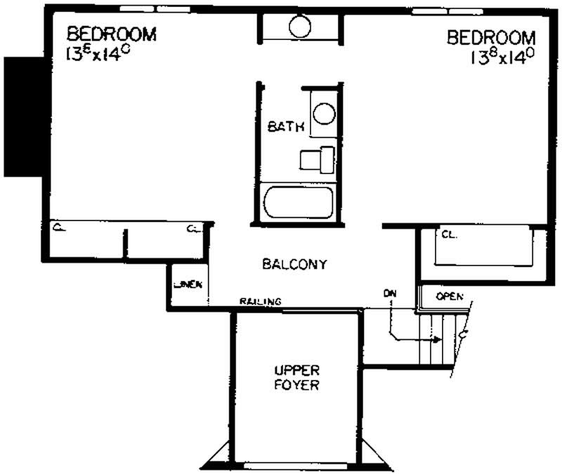 Floor Plan Second Story of Contemporary Plan #137-1339