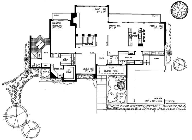 Floor Plan First Story of Contemporary Plan #137-1343