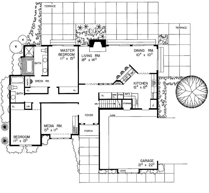 Floor Plan First Story of Contemporary Plan #137-1344