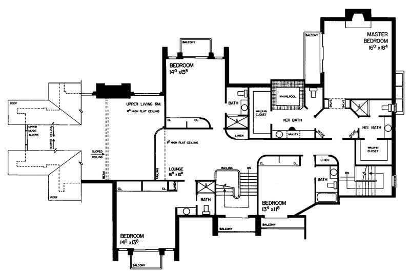 Floor Plan Second Story of Contemporary Plan #137-1348