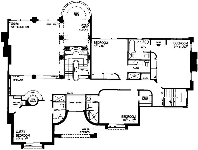 Floor Plan Second Story of European Plan #137-1351