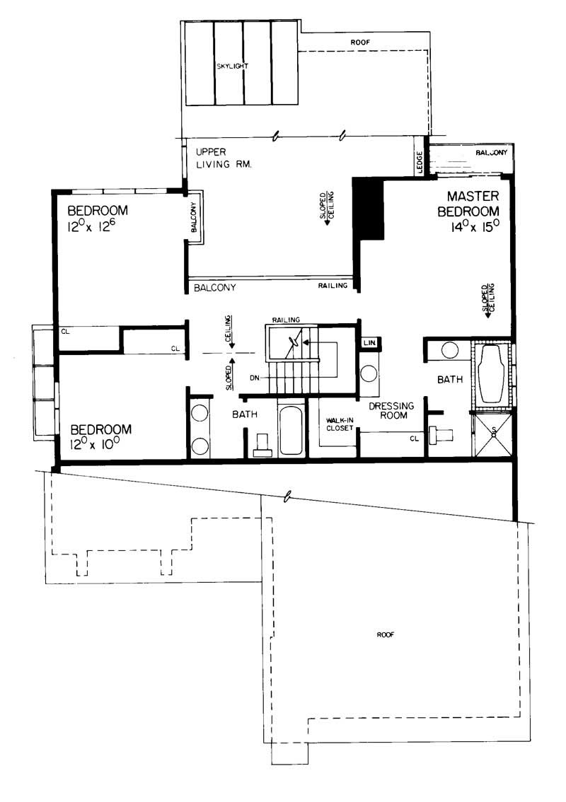 Floor Plan Second Story of Contemporary Plan #137-1356