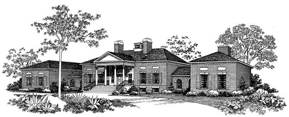 Front elevation of luxury manor home (ThePlanCollection: House Plan #137-1358)