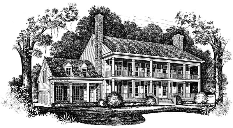 Home Plan Front Elevation of this 4-Bedroom,3441 Sq Ft Plan -137-1383