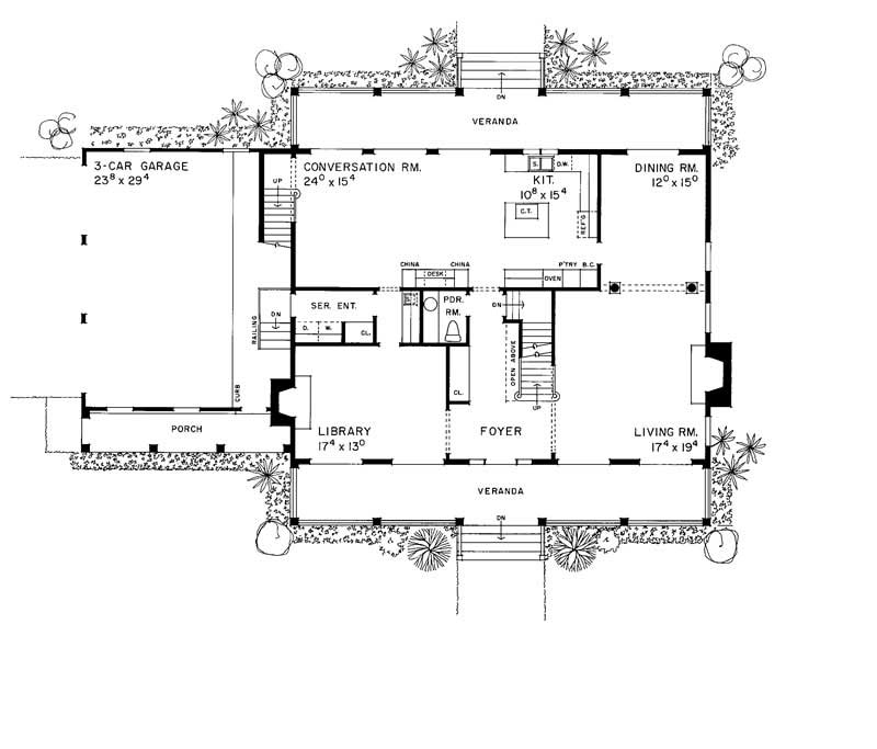 Floor Plan First Story of European Plan #137-1383