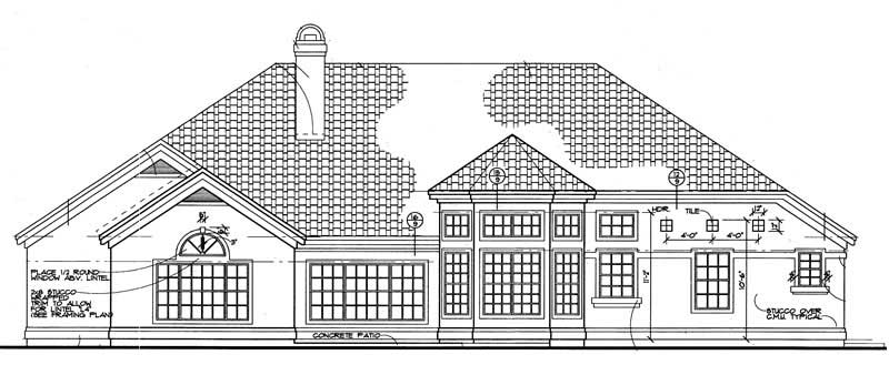 Home Plan Rear Elevation of this 3-Bedroom,2520 Sq Ft Plan -137-1390