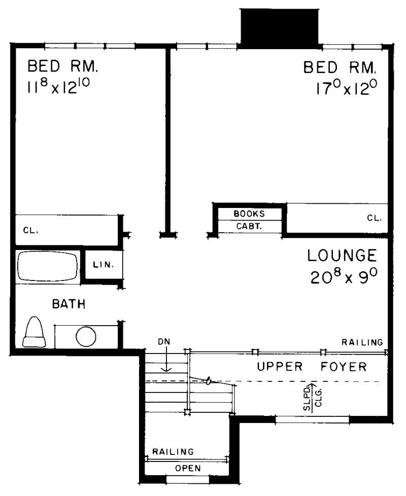 Floor Plan Second Story of Contemporary Plan #137-1393
