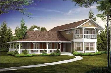 4-Bedroom, 1974 Sq Ft Country House Plan - 137-1404 - Front Exterior