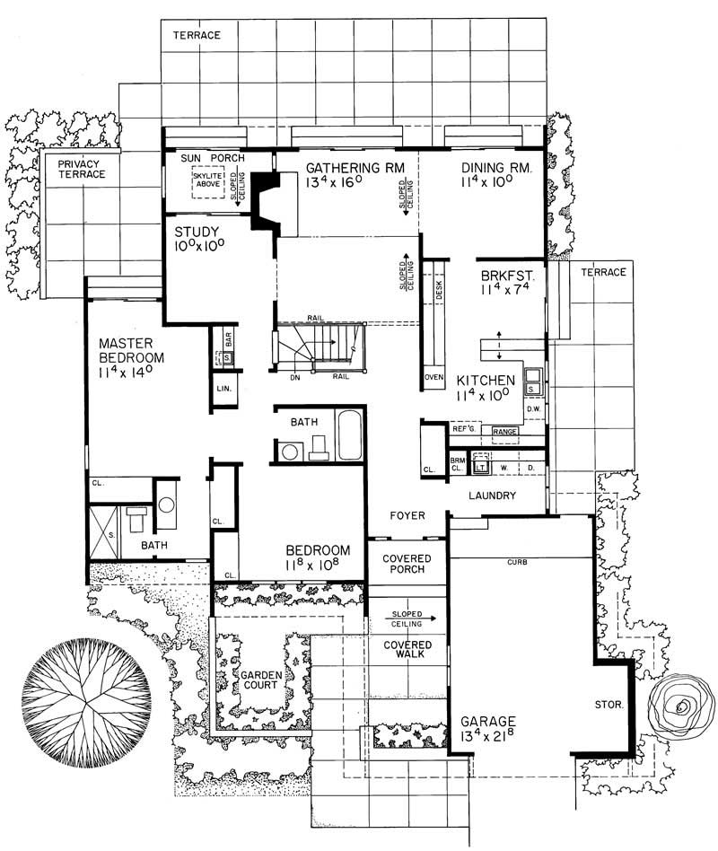 Contemporary Home Plan - 2 Bedrms, 2.0 Baths - 1,550 Sq Ft - Plan #137-1410