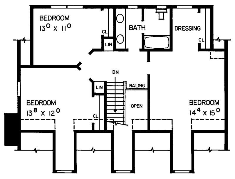 Floor Plan Second Story of Country Plan #137-1413