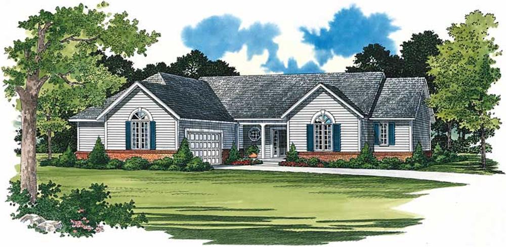 Front elevation of Ranch home (ThePlanCollection: House Plan #137-1433)