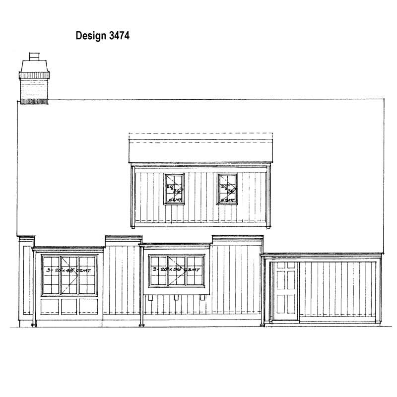 Home Plan Rear Elevation of this 2-Bedroom,1287 Sq Ft Plan -137-1447