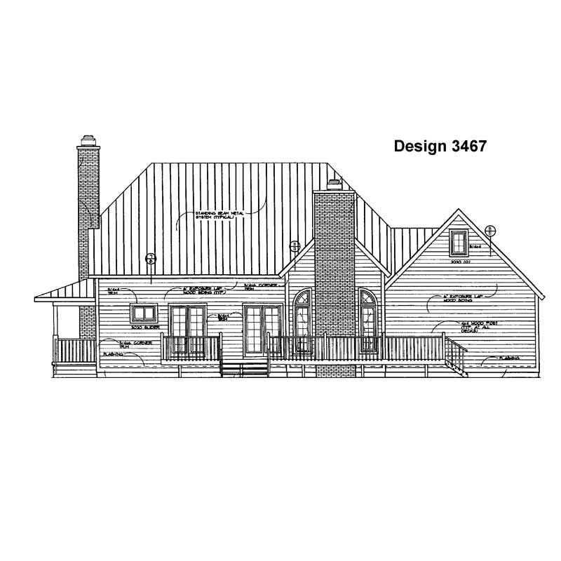 Home Plan Rear Elevation of this 3-Bedroom,1934 Sq Ft Plan -137-1449