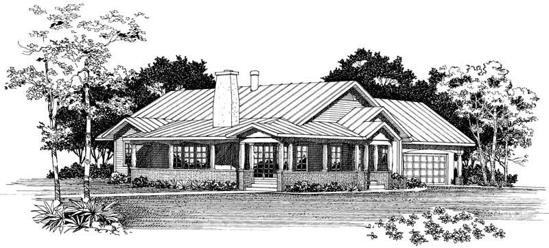 Home Plan Rear Elevation of this 3-Bedroom,1410 Sq Ft Plan -137-1450