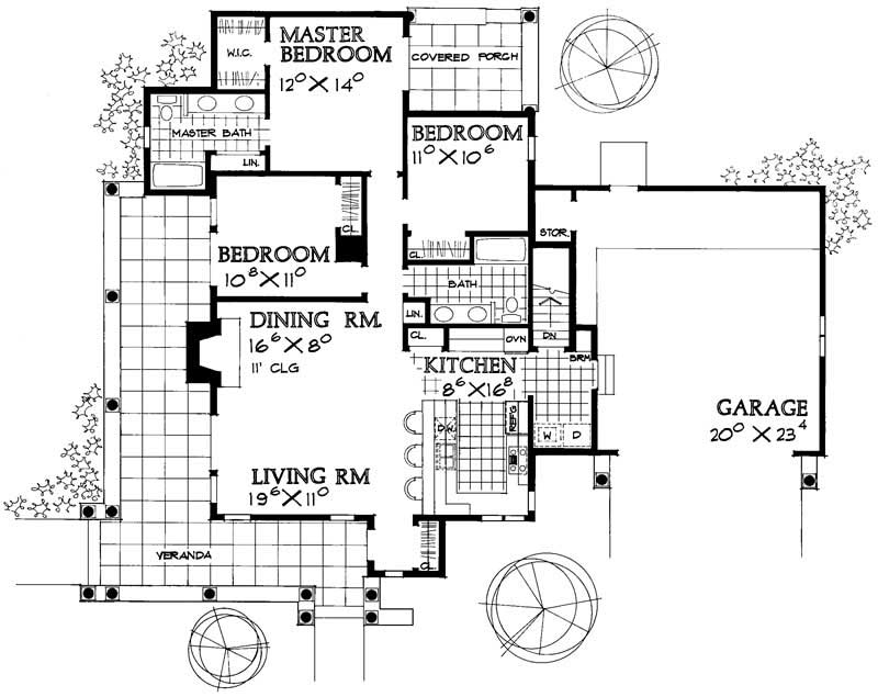 Floor Plan First Story of Ranch Plan #137-1450