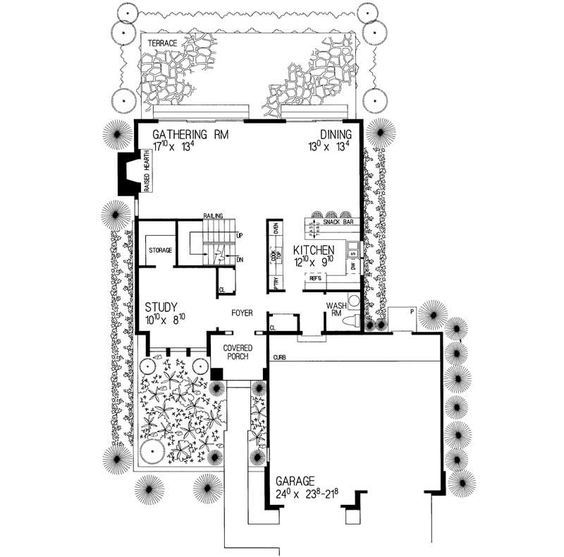 Floor Plan First Story of Contemporary Plan #137-1453