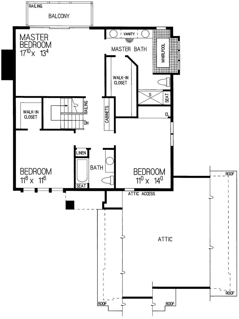 Floor Plan Second Story of Contemporary Plan #137-1453