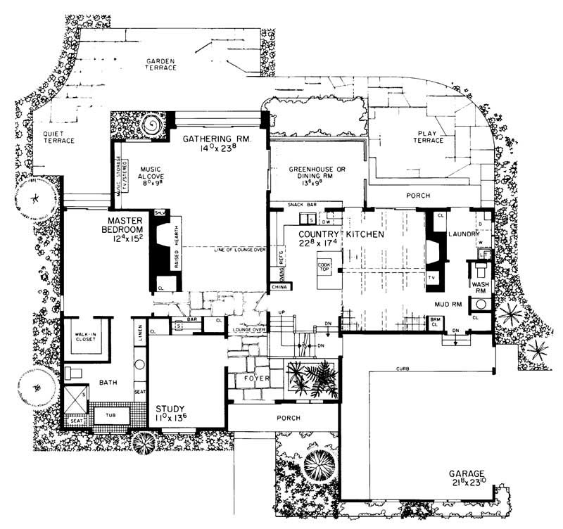 Floor Plan First Story of Country Plan #137-1457
