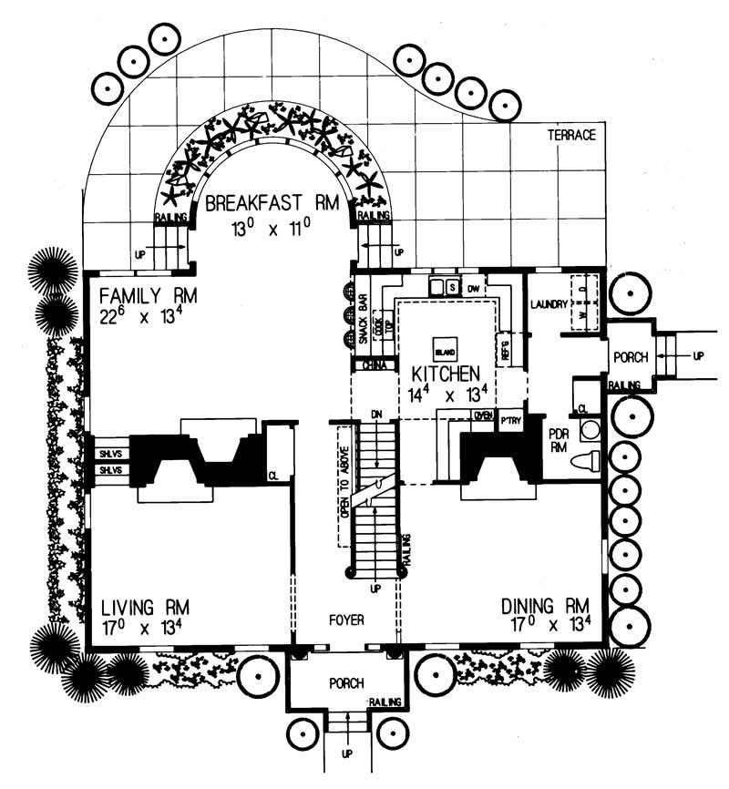 Floor Plan First Story of Colonial Plan #137-1466