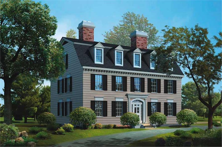 4-Bedroom, 3965 Sq Ft Colonial House - Plan #137-1466 - Front Exterior