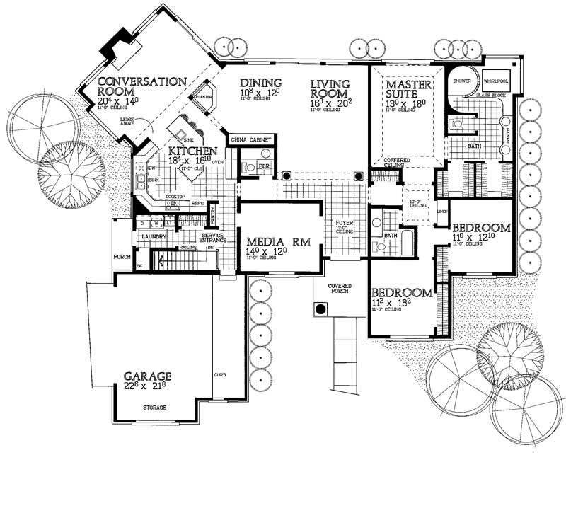 Floor Plan First Story of Ranch Plan #137-1471
