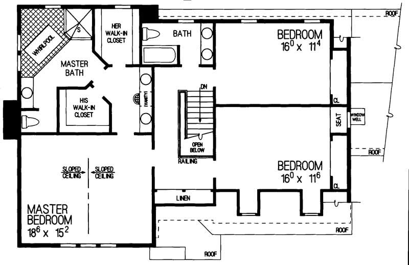 Floor Plan Second Story of European Plan #137-1473