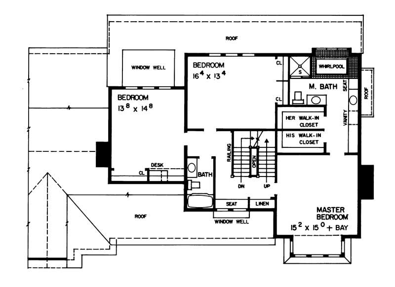 Floor Plan Second Story of Victorian Plan #137-1475