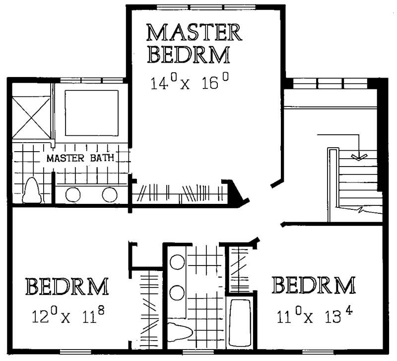 Floor Plan Second Story of Colonial Plan #137-1479
