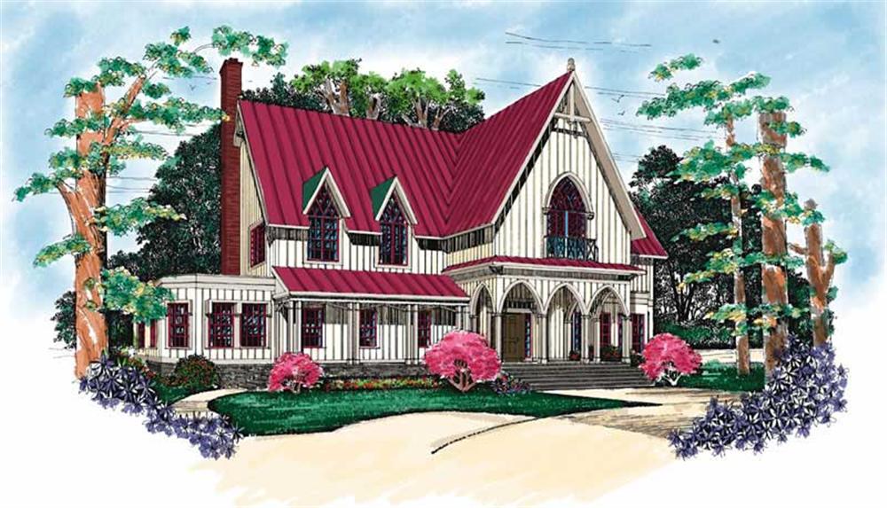 Front elevation of Victorian home (ThePlanCollection: House Plan #137-1481)