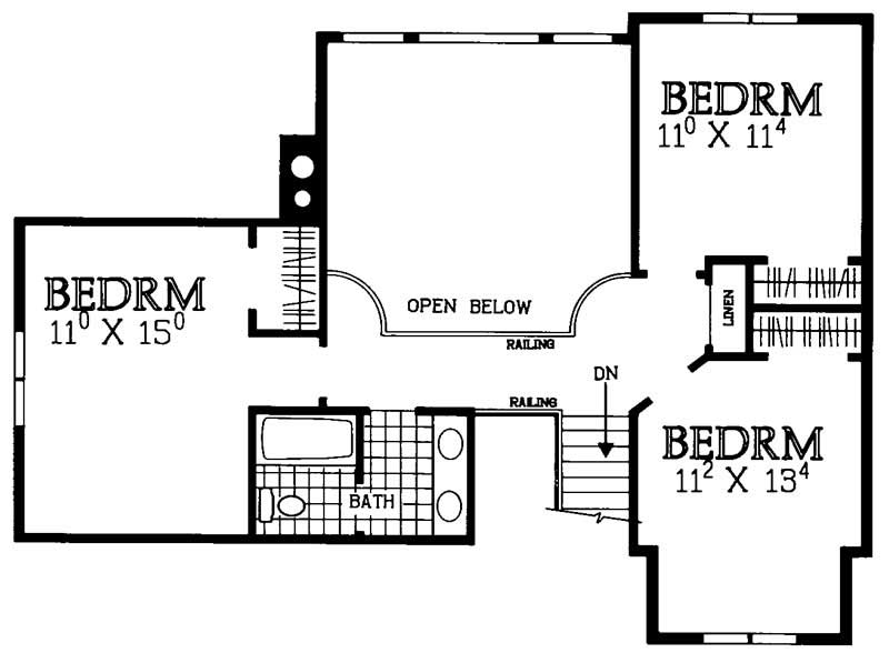 Floor Plan Second Story of Traditional Plan #137-1485