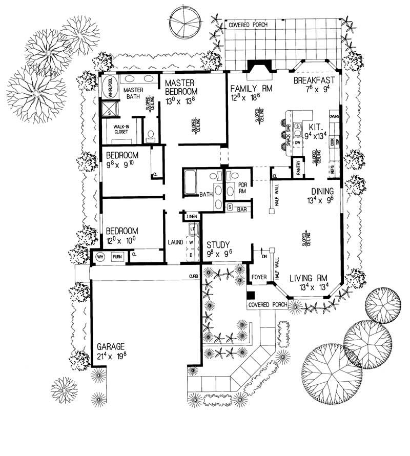 Floor Plan First Story of Mediterranean Plan #137-1494