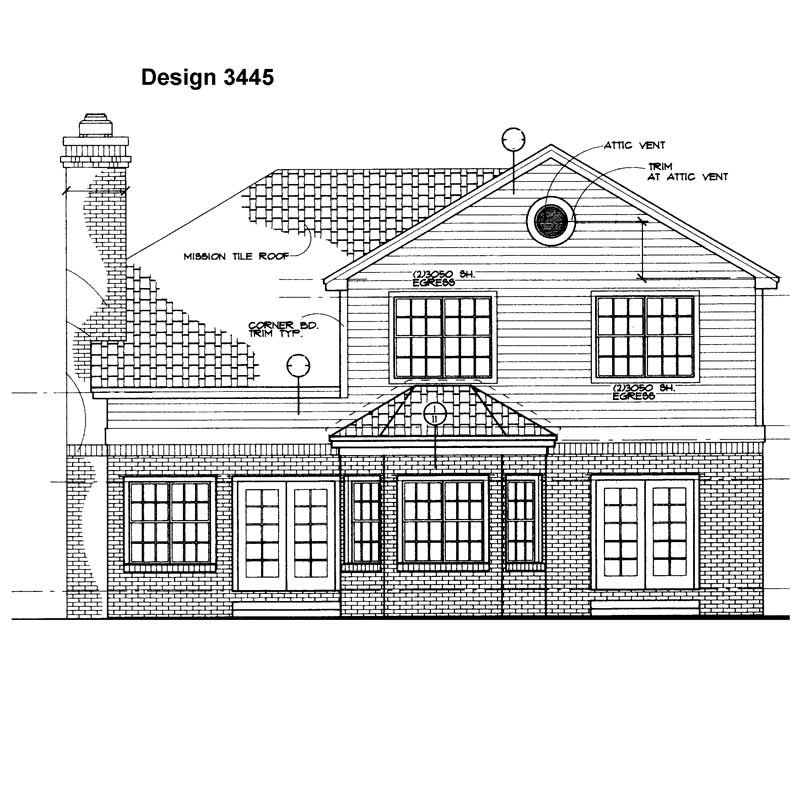 Home Plan Rear Elevation of this 4-Bedroom,2263 Sq Ft Plan -137-1495