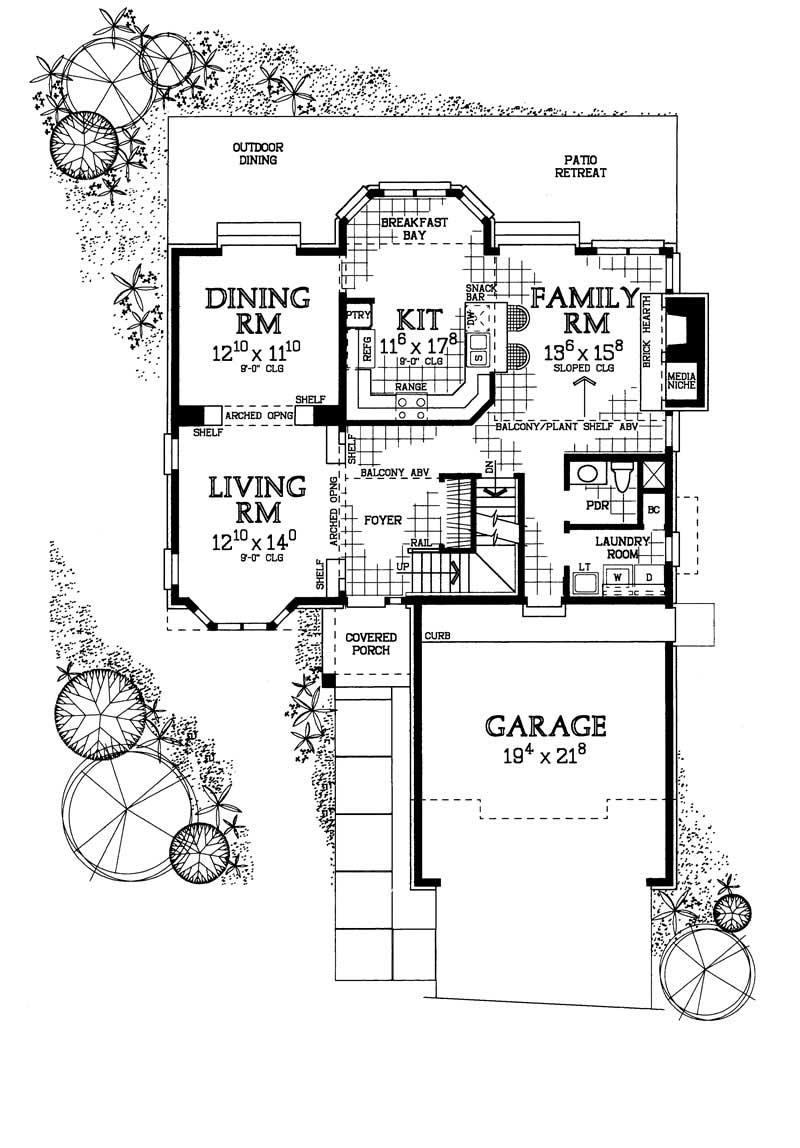 Floor Plan First Story of Country Plan #137-1495
