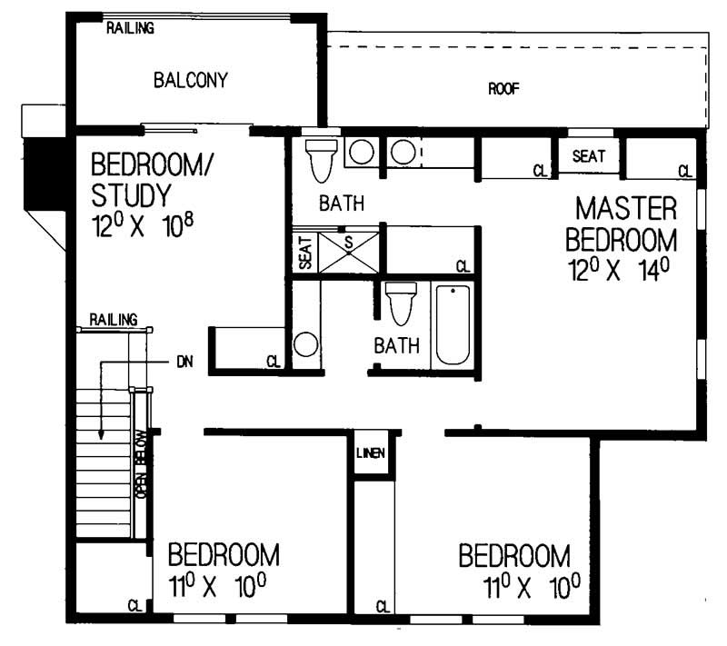 Floor Plan Second Story of Victorian Plan #137-1497
