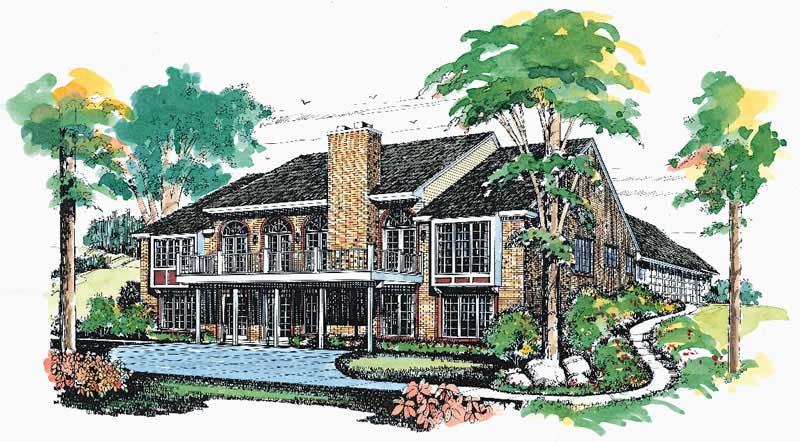 Home Plan Rear Elevation of this 3-Bedroom,2673 Sq Ft Plan -137-1504