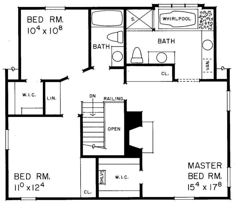 Floor Plan Second Story of Country Plan #137-1506