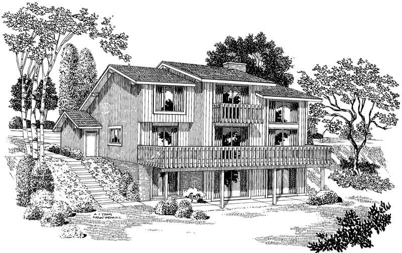 Home Plan Rear Elevation of this 3-Bedroom,2972 Sq Ft Plan -137-1507