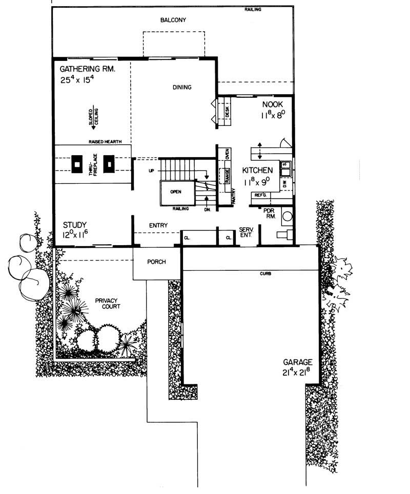 Floor Plan First Story of Contemporary Plan #137-1507