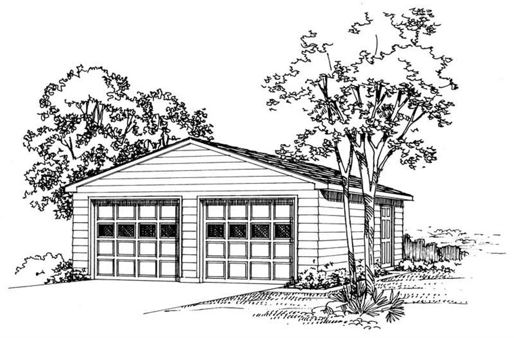 Rendering of Colonial garage plan (ThePlanCollection: House Plan #137-1517)