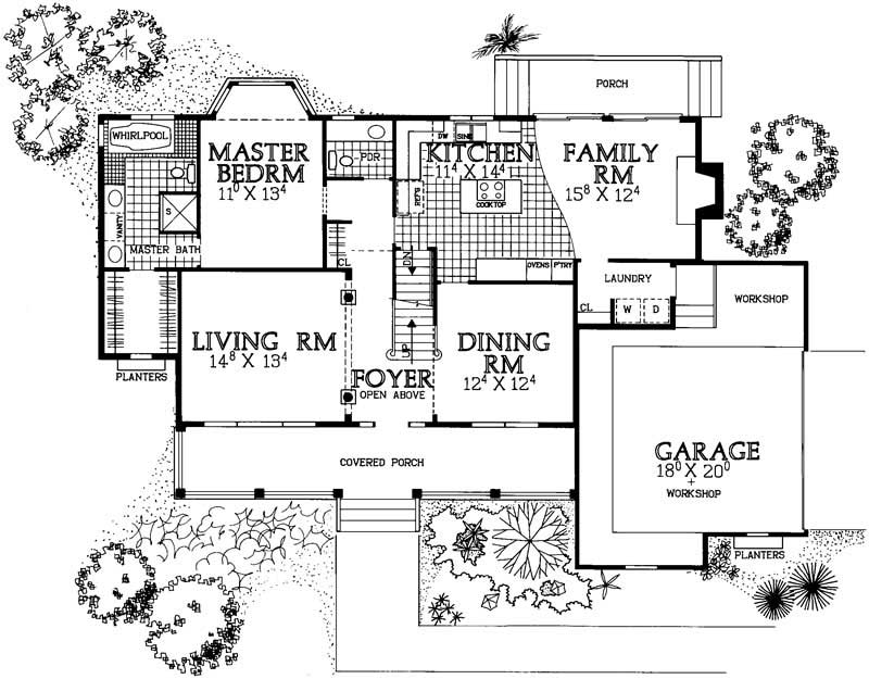 Floor Plan First Story of Country Plan #137-1521