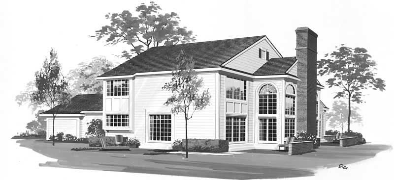 Home Plan Rear Elevation of this 2-Bedroom,1988 Sq Ft Plan -137-1536