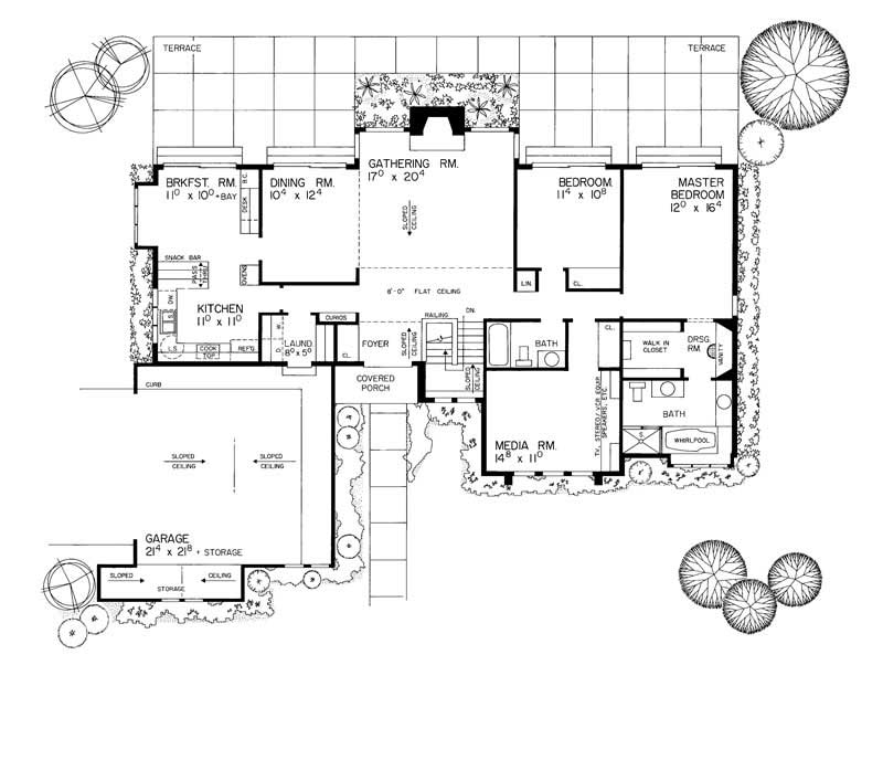 Floor Plan First Story of Contemporary Plan #137-1537
