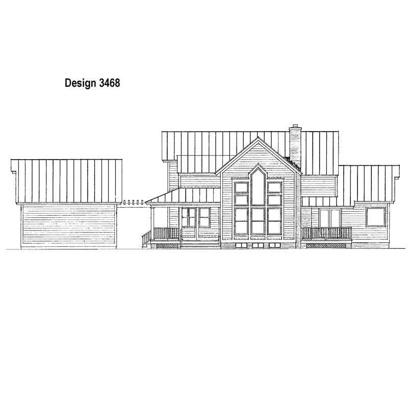 Home Plan Rear Elevation of this 3-Bedroom,2128 Sq Ft Plan -137-1547