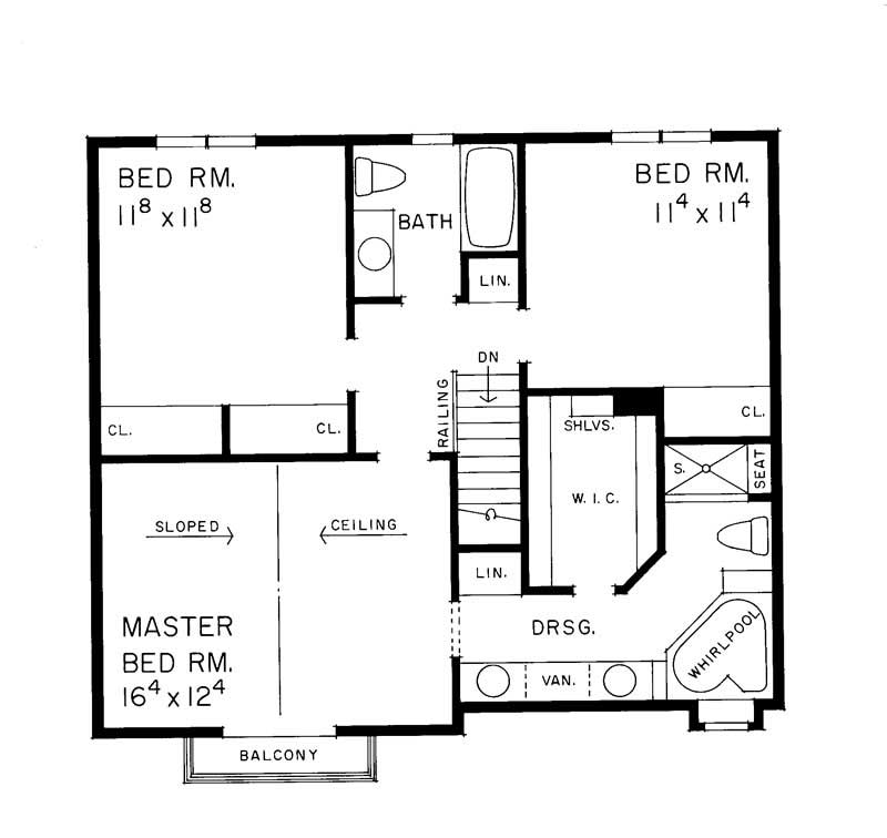 Floor Plan Second Story of Colonial Plan #137-1548