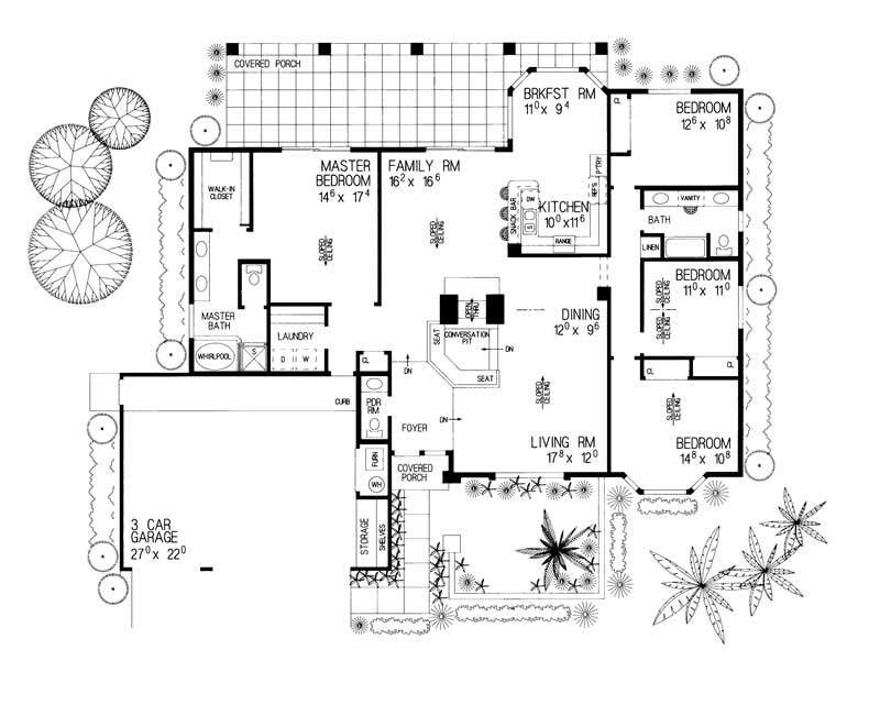Floor Plan First Story of Ranch Plan #137-1557