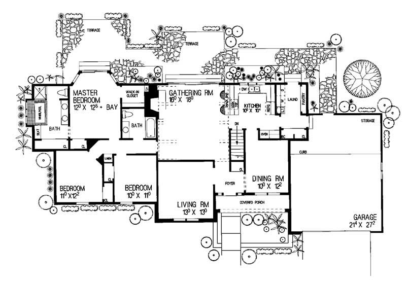 Floor Plan First Story of Ranch Plan #137-1570